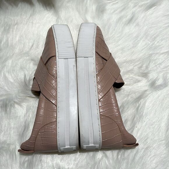 Halogen Blakely Platform Sneaker Leather Blush Pink 7.5M Croc Embossed. B74 - Picture 7 of 10